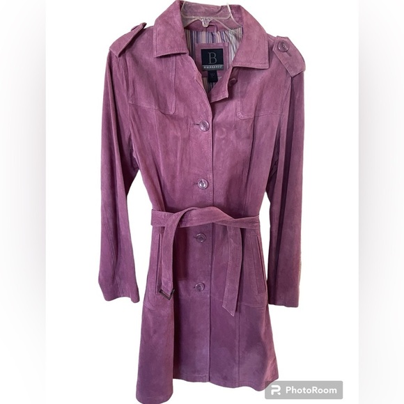 By Bernardo genuine suede trench coat size L in beautiful color - Picture 1 of 8